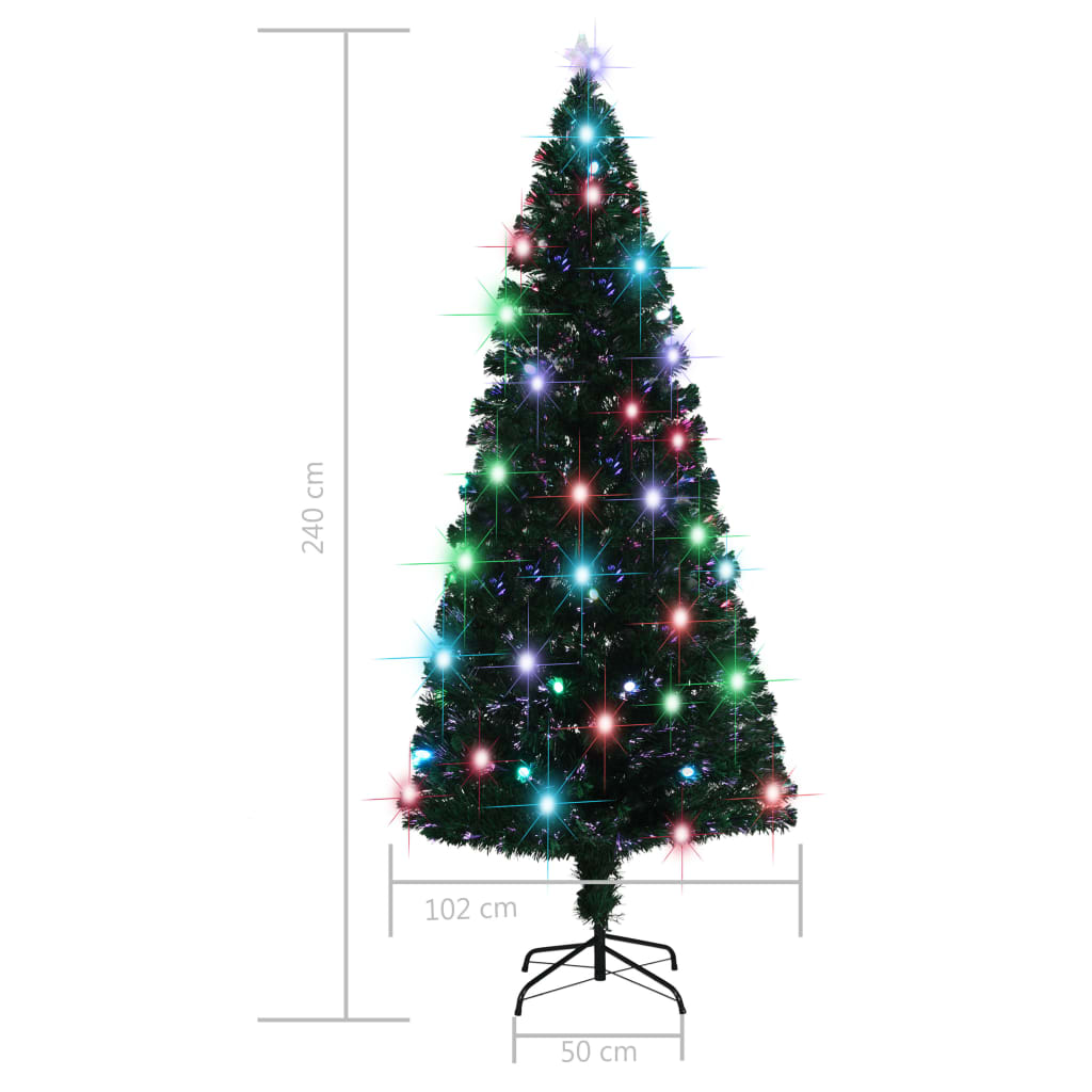Albero di Natale Preilluminato con Supporto e LED 210 cm Fibra Ottica