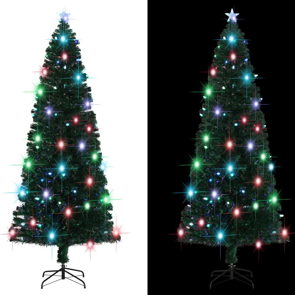 Albero di Natale Preilluminato con Supporto 240 cm Fibra Ottica