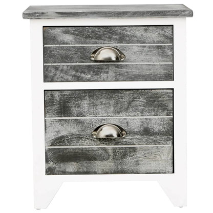 Comodino Grigio e Bianco 38x28x45 cm in Legno di Paulownia - homemem39