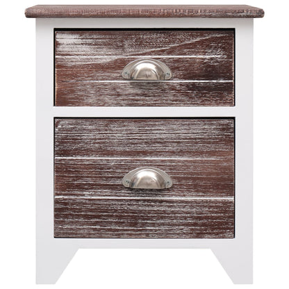 Comodino Marrone e Bianco 38x28x45 cm in Legno di Paulownia - homemem39