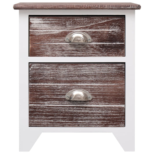 Comodino Marrone e Bianco 38x28x45 cm in Legno di Paulownia - homemem39