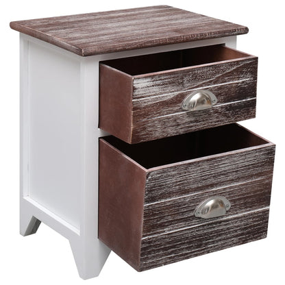 Comodino Marrone e Bianco 38x28x45 cm in Legno di Paulownia - homemem39