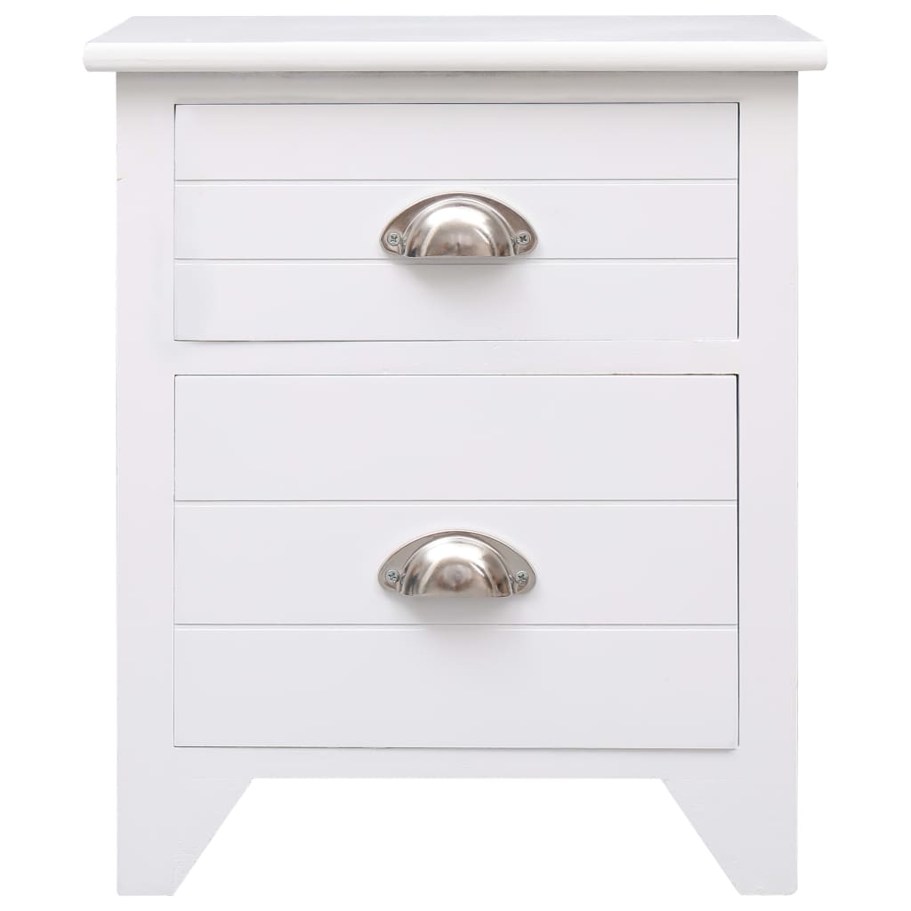 Comodino Bianco 38x28x45 cm in Legno di Paulownia - homemem39