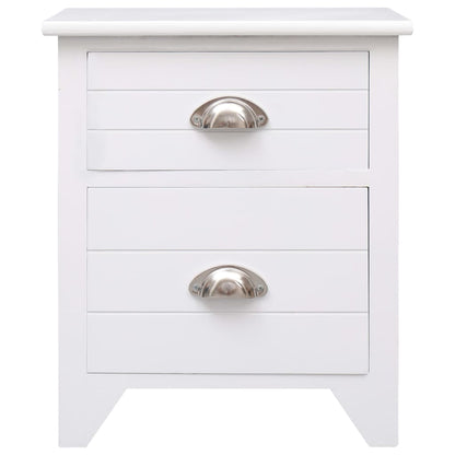 Comodino Bianco 38x28x45 cm in Legno di Paulownia - homemem39