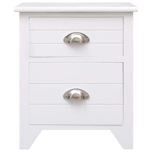 Comodino Bianco 38x28x45 cm in Legno di Paulownia - homemem39