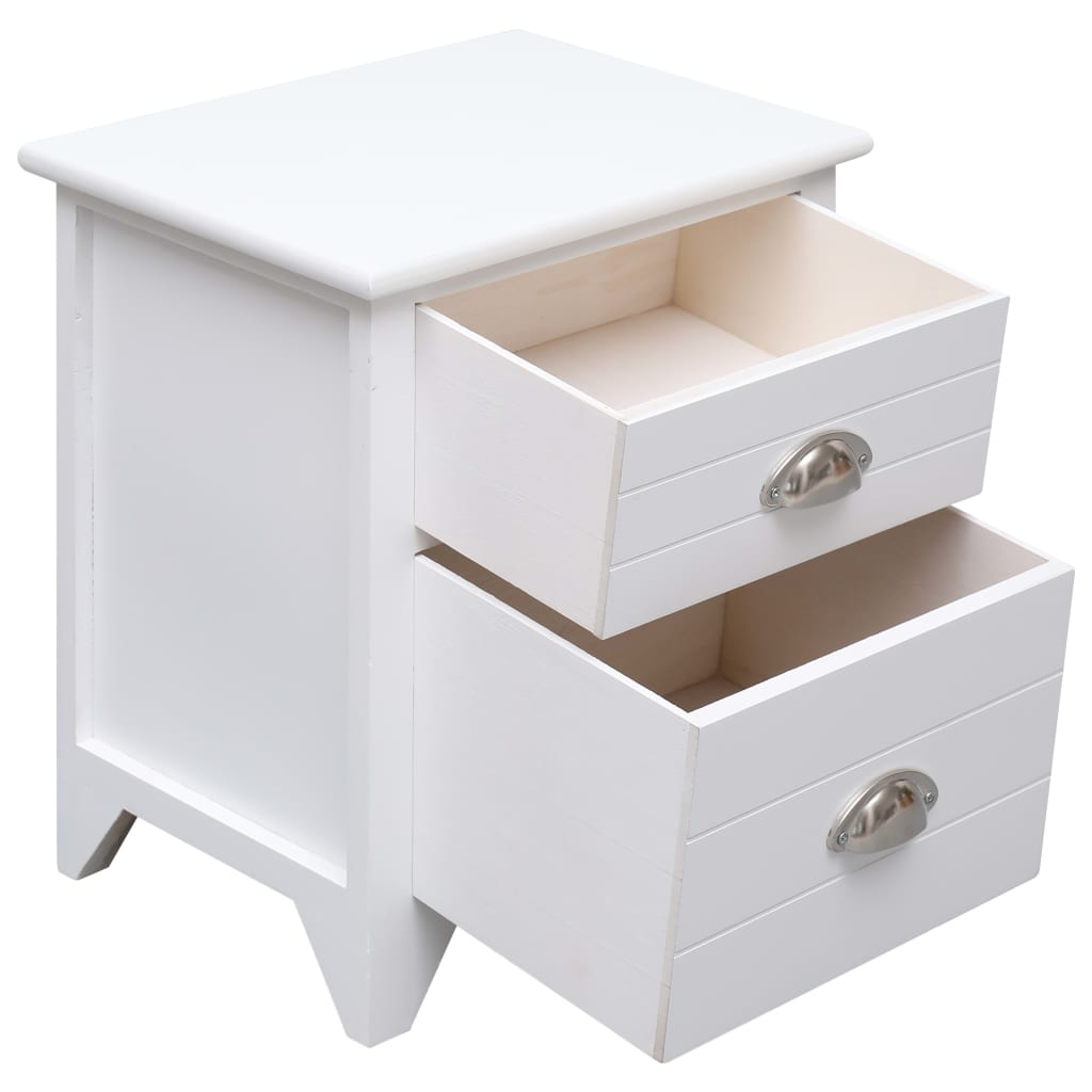 Comodino Bianco 38x28x45 cm in Legno di Paulownia - homemem39