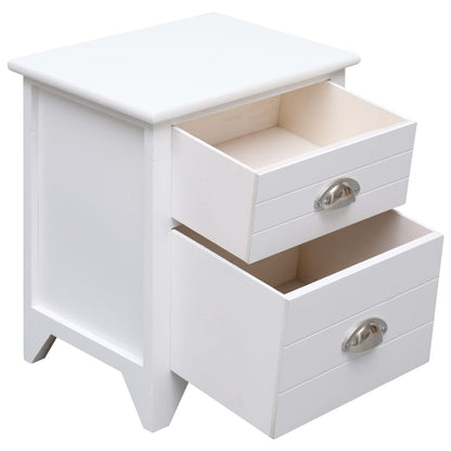 Comodino Bianco 38x28x45 cm in Legno di Paulownia - homemem39