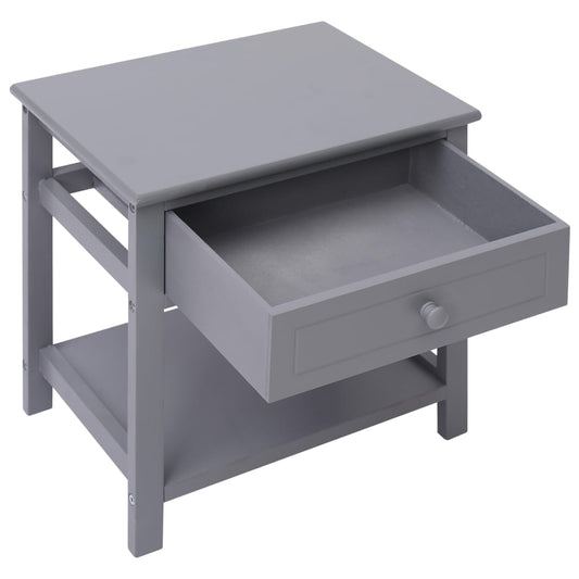 Comodino Grigio 40x29x42 cm in Legno di Paulonia - homemem39