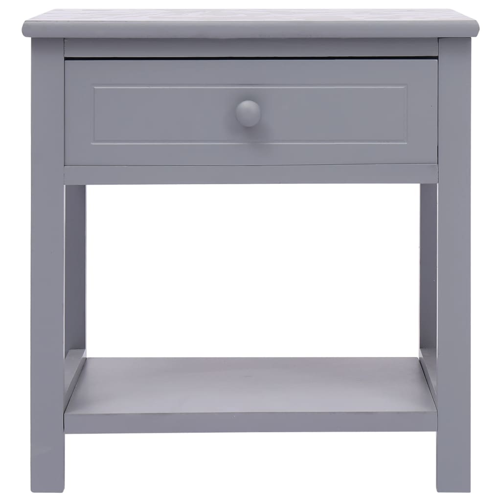 Comodino Grigio 40x29x42 cm in Legno di Paulonia - homemem39