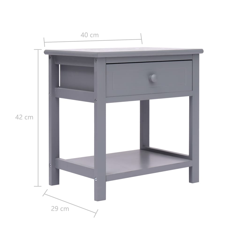 Comodino Grigio 40x29x42 cm in Legno di Paulonia - homemem39