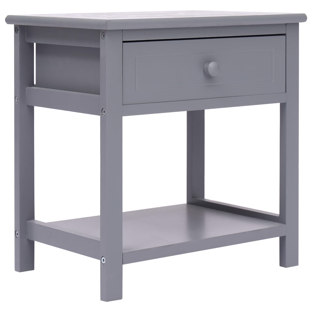 Comodini 2pz Grigi 40x29x42 cm in Legno di Paulonia - homemem39