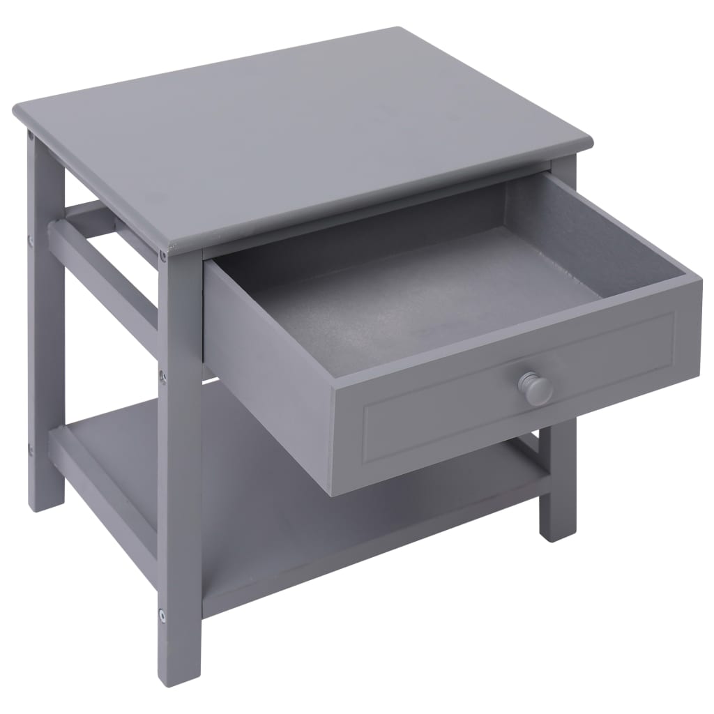 Comodini 2pz Grigi 40x29x42 cm in Legno di Paulonia | homemem39