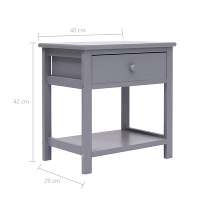 Comodini 2pz Grigi 40x29x42 cm in Legno di Paulonia | homemem39