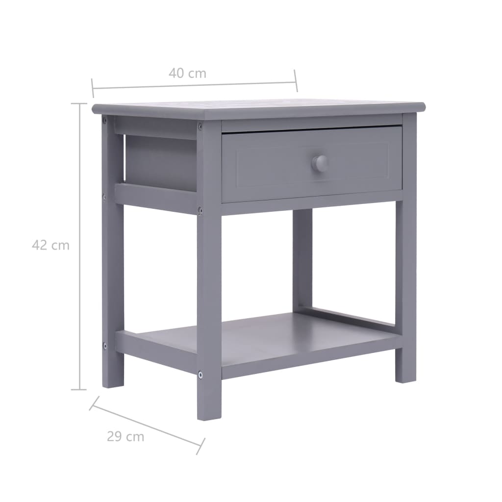 Comodini 2pz Grigi 40x29x42 cm in Legno di Paulonia - homemem39