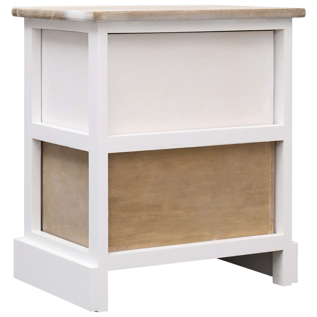 Comodini 2pz Bianco e Naturale 38x28x45cm in Legno di Paulonia | homemem39