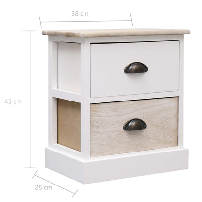 Comodini 2pz Bianco e Naturale 38x28x45cm in Legno di Paulonia | homemem39