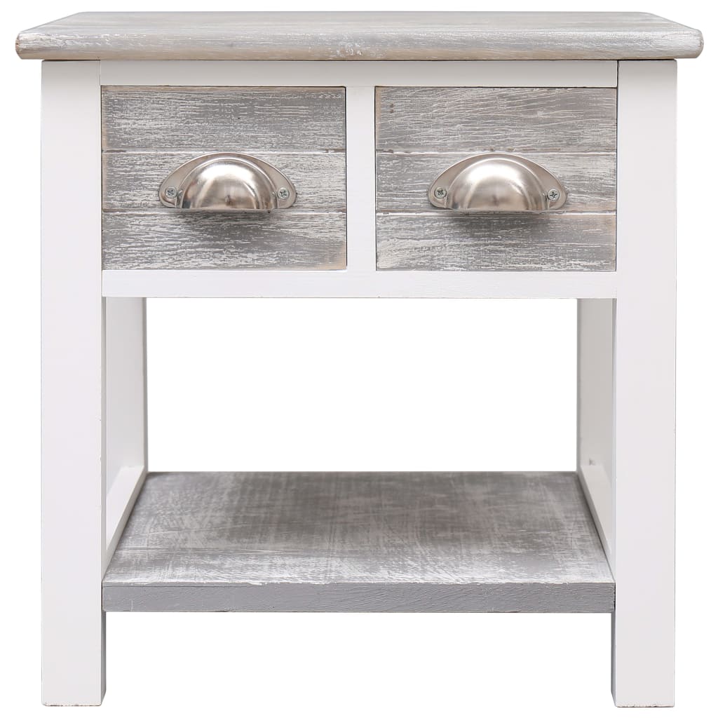 Tavolino Laterale Grigio 40x40x40 cm in Legno di Paulownia - homemem39
