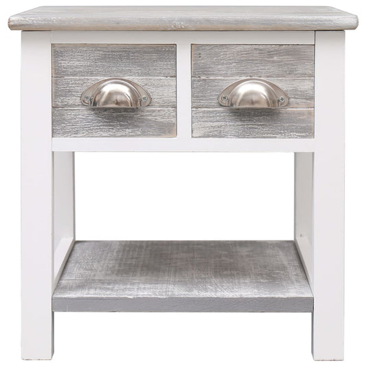 Tavolino Laterale Grigio 40x40x40 cm in Legno di Paulownia - homemem39