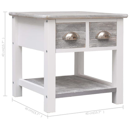 Tavolino Laterale Grigio 40x40x40 cm in Legno di Paulownia | homemem39