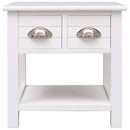 Tavolino Laterale Bianco 40x40x40 cm in Legno di Paulownia - homemem39