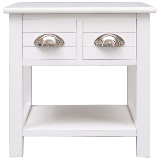 Tavolino Laterale Bianco 40x40x40 cm in Legno di Paulownia - homemem39