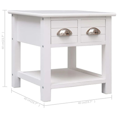 Tavolino Laterale Bianco 40x40x40 cm in Legno di Paulownia - homemem39
