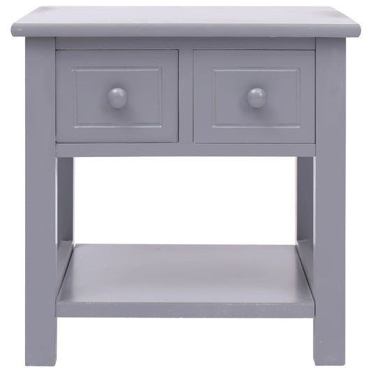 Tavolino Laterale Grigio 40x40x40 cm in Legno di Paulownia - homemem39