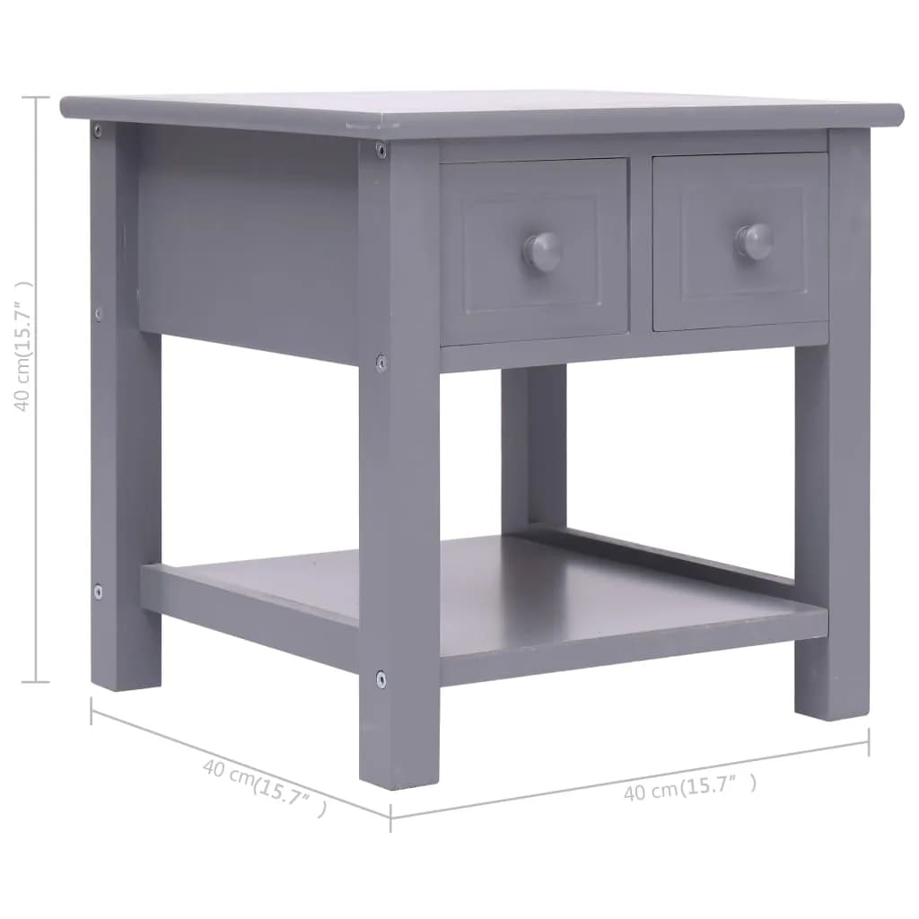 Tavolino Laterale Grigio 40x40x40 cm in Legno di Paulownia | homemem39