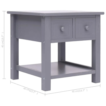 Tavolino Laterale Grigio 40x40x40 cm in Legno di Paulownia | homemem39