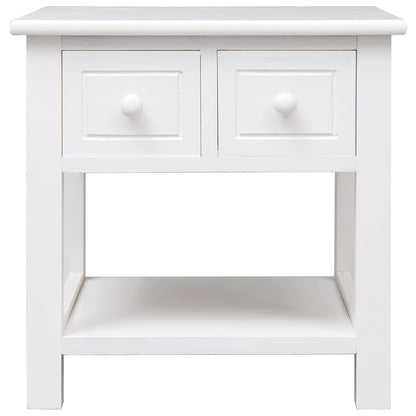Tavolino Laterale Bianco 40x40x40 cm in Legno di Paulownia - homemem39