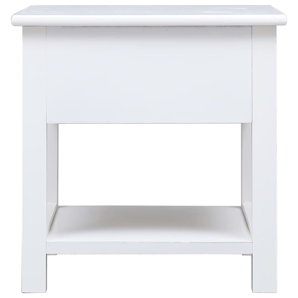 Tavolino Laterale Bianco 40x40x40 cm in Legno di Paulownia - homemem39
