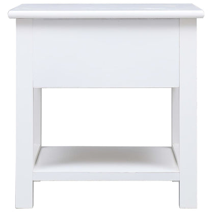 Tavolino Laterale Bianco 40x40x40 cm in Legno di Paulownia - homemem39