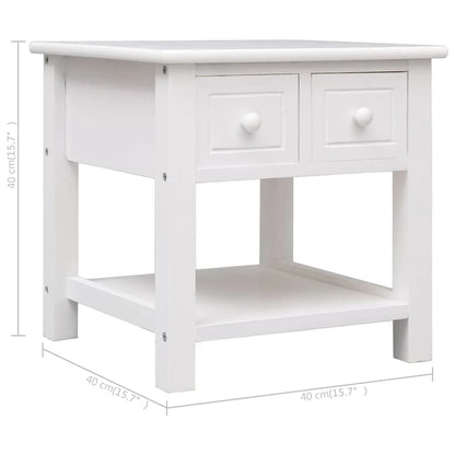 Tavolino Laterale Bianco 40x40x40 cm in Legno di Paulownia - homemem39