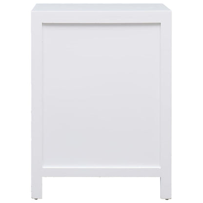 Comodino Bianco 38x28x52 cm in Legno di Paulownia
