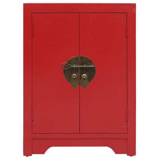 Comodino Rosso 38x28x52 cm in Legno di Paulownia | homemem39
