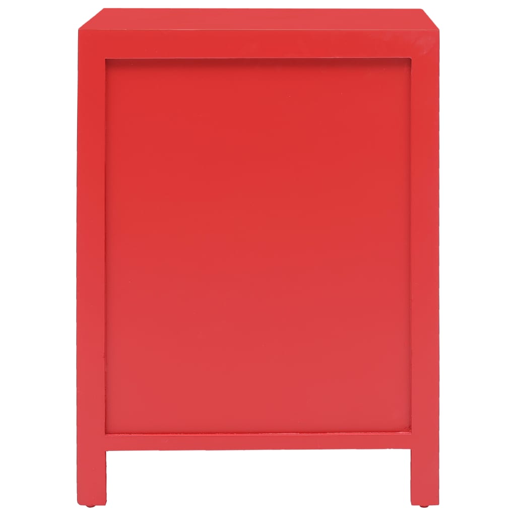 Comodino Rosso 38x28x52 cm in Legno di Paulownia | homemem39