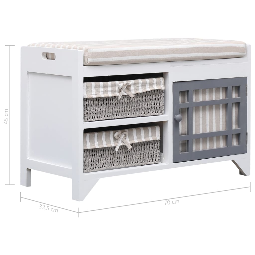 Panca da Ingresso 70x33,5x45 cm in Legno di Paulownia | homemem39