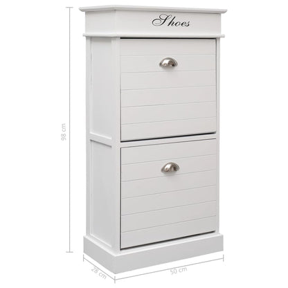 Scarpiera Bianca 50x28x98 cm in Legno di Paulownia - homemem39