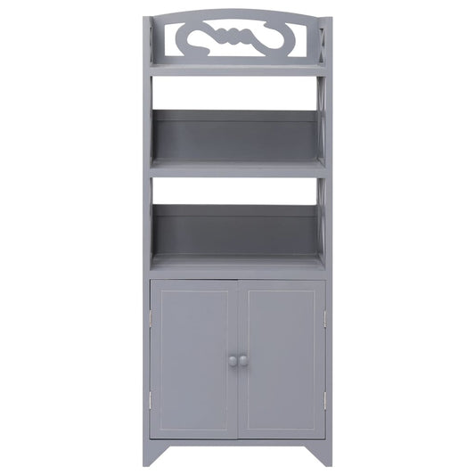 Mobiletto da Bagno Grigio 46x24x116 cm in Legno di Paulownia | homemem39