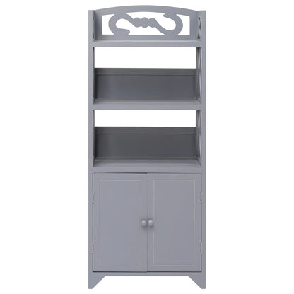 Mobiletto da Bagno Grigio 46x24x116 cm in Legno di Paulownia - homemem39