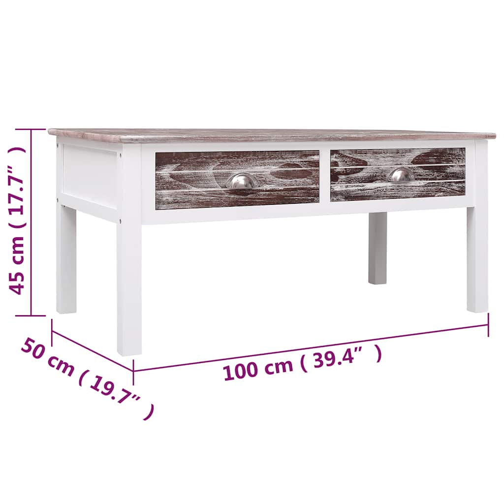 Tavolino da Salotto Marrone 100x50x45 cm in Legno