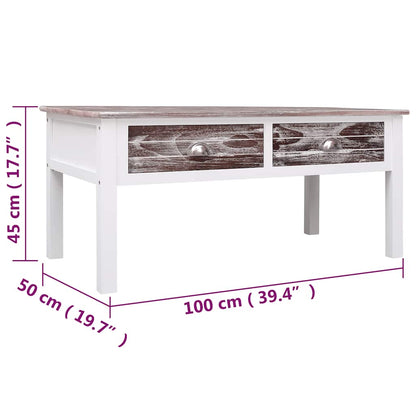 Tavolino da Salotto Marrone 100x50x45 cm in Legno