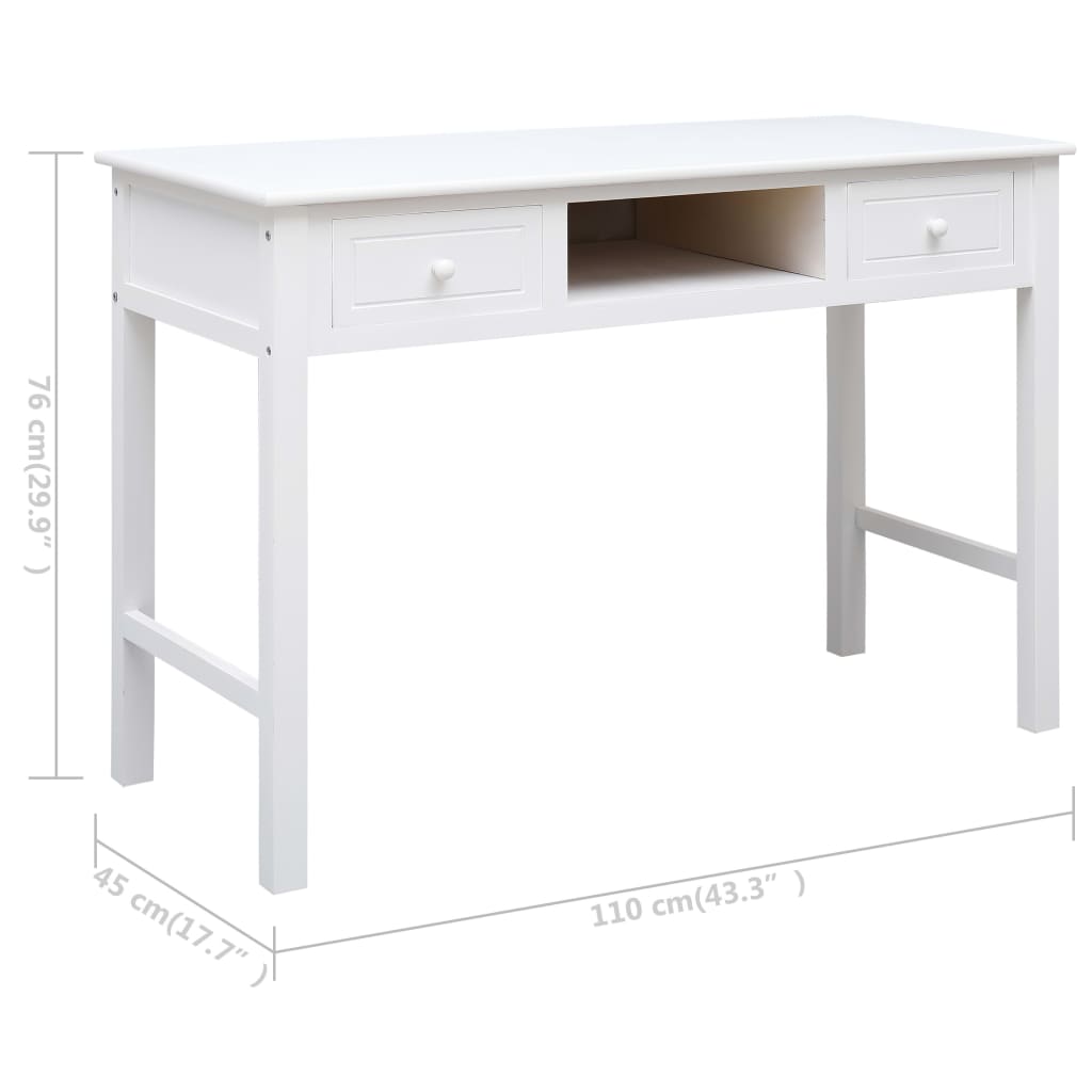 Scrivania Bianca 110x45x76 cm in Legno | homemem39