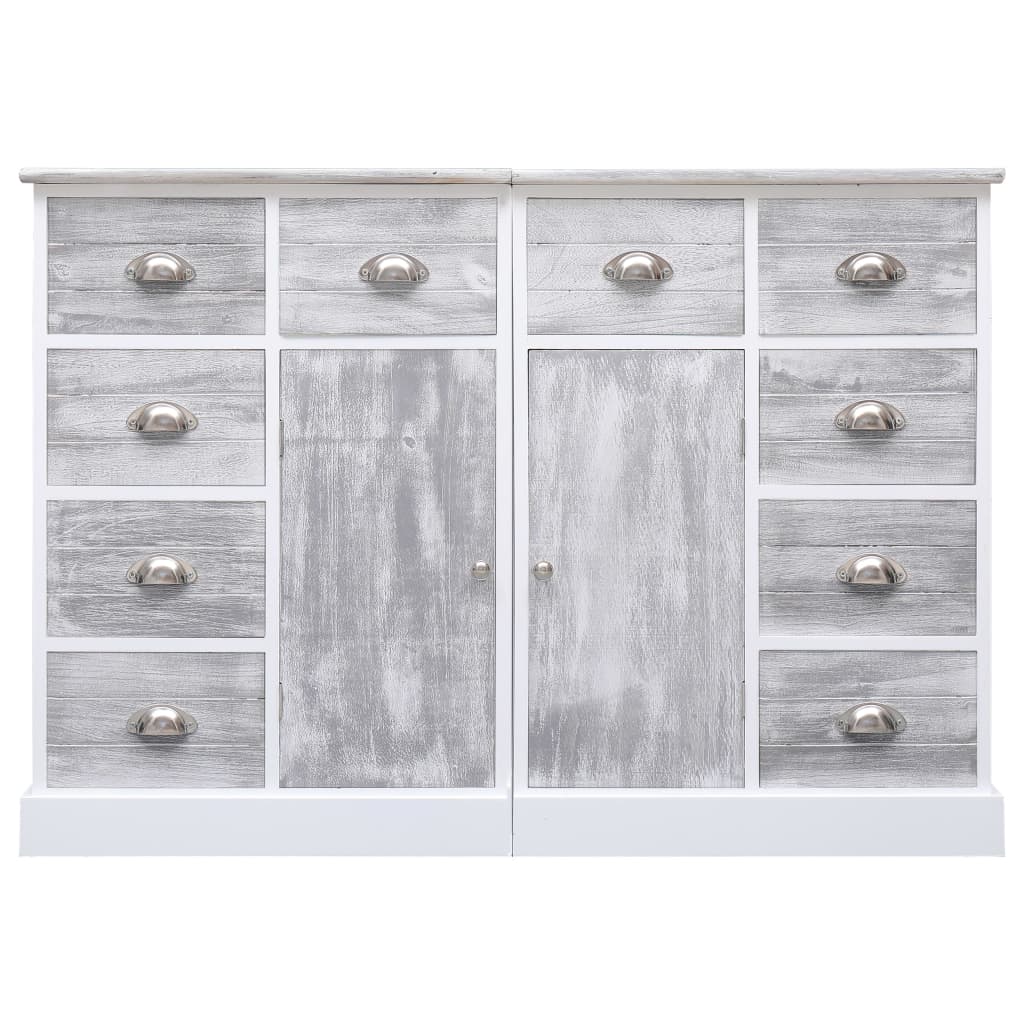Credenza con 10 Cassetti Grigia 113x30x79 cm in Legno