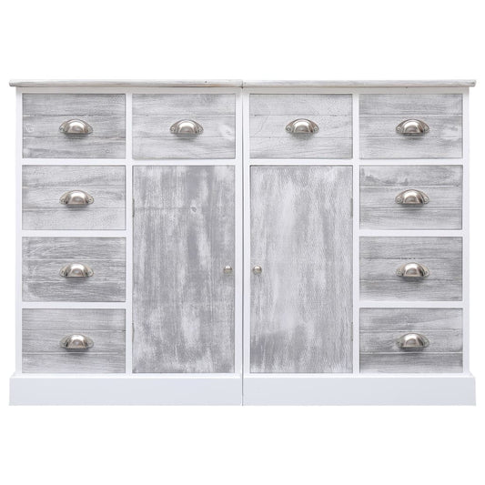 Credenza con 10 Cassetti Grigia 113x30x79 cm in Legno
