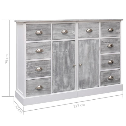 Credenza con 10 Cassetti Grigia 113x30x79 cm in Legno
