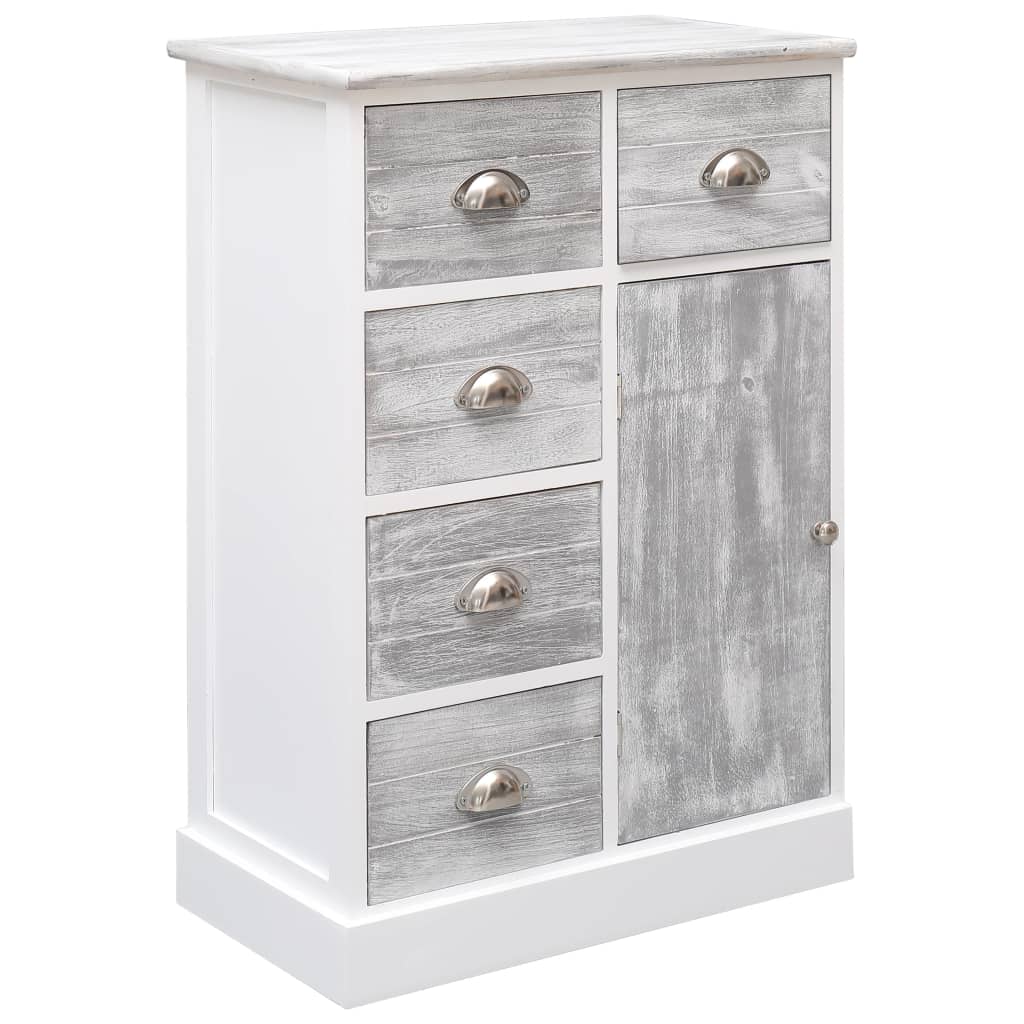Credenza con 10 Cassetti Grigia 113x30x79 cm in Legno
