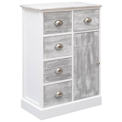 Credenza con 10 Cassetti Grigia 113x30x79 cm in Legno