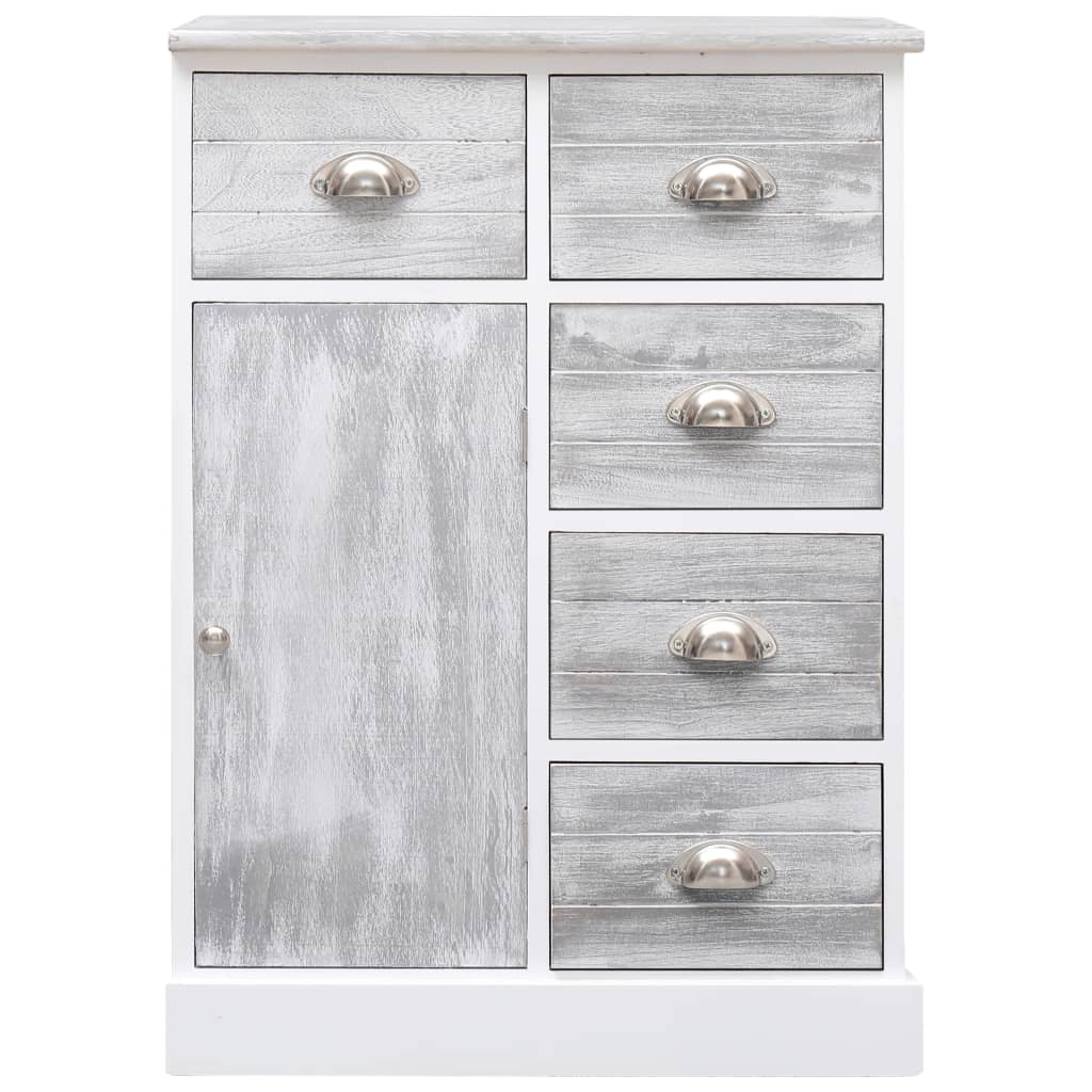 Credenza con 10 Cassetti Grigia 113x30x79 cm in Legno