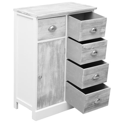 Credenza con 10 Cassetti Grigia 113x30x79 cm in Legno